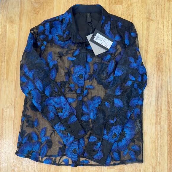 YAS NWT Sheer button up‎ floral Medium - Picture 1 of 5